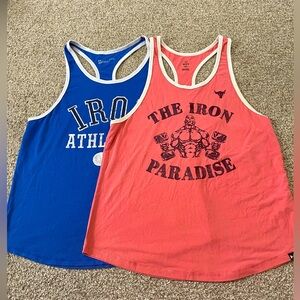 Under Armour No Bull blue and pink loose fitting workout tank